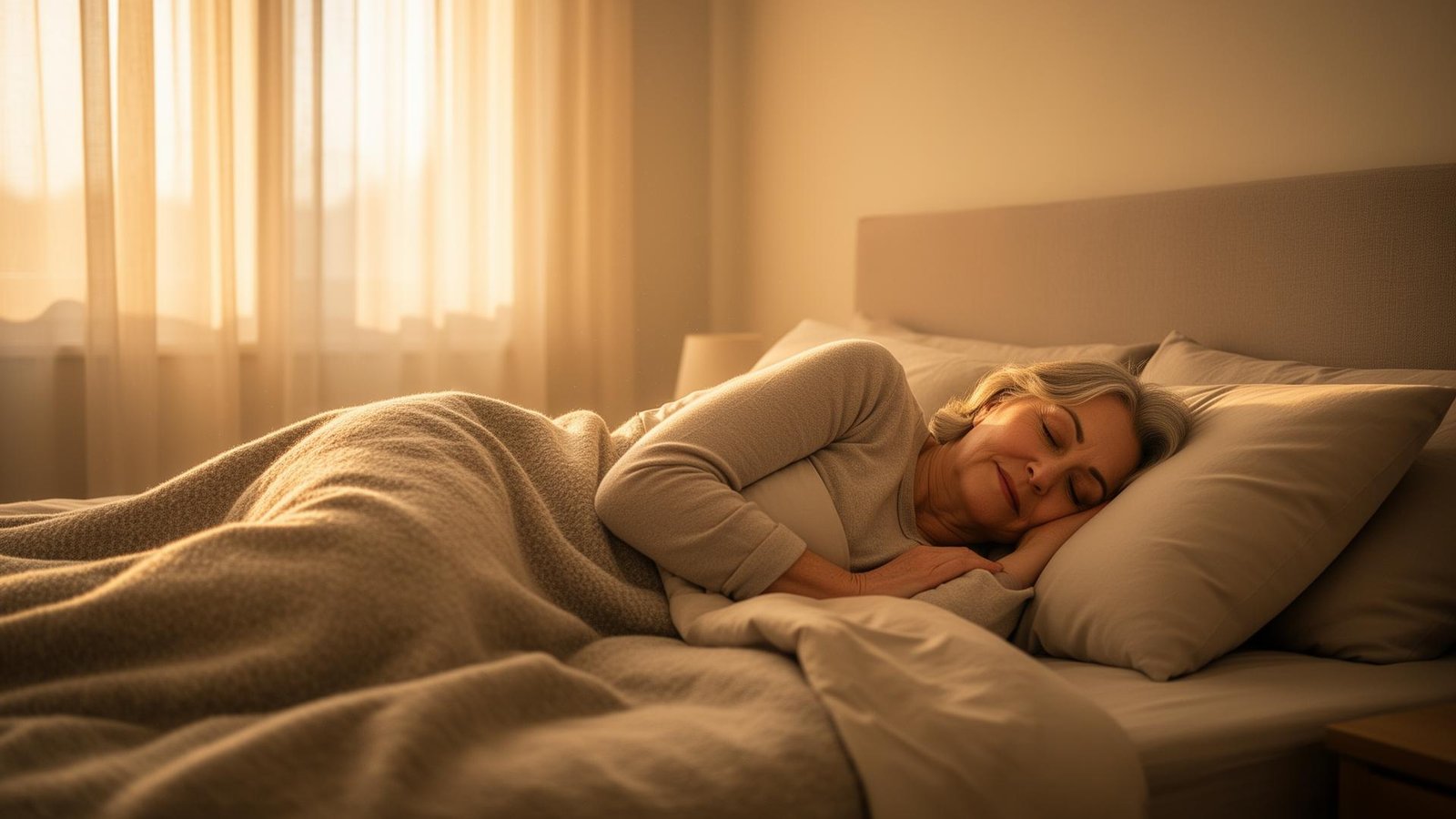 Woman sleeping peacefully in morning light